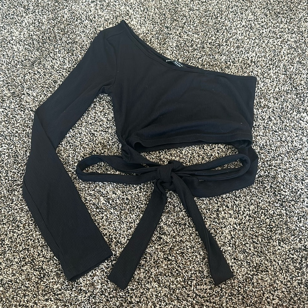 SHEIN wrap cropped one shoulder top